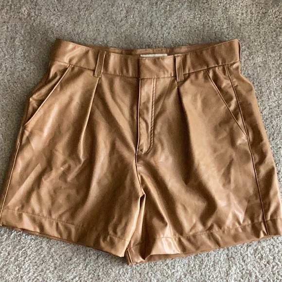 Abercrombie & Fitch Pants - Abercrombie & Fitch High Waist Brown Vegan Leather Shorts, Size L